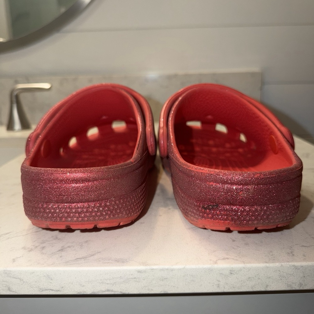 Crocs Classic Red Flame Glitter Clog Unisex Mens 5 Womens 7 Colorful Movie Inspo - Picture 5 of 8